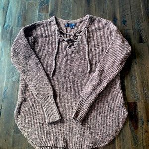 American Eagle Brown Lace-up Sweater